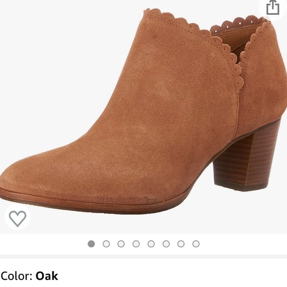 Jack rogers Marianne suede brown bootie boot 9M scalloped heel - Picture 3 of 13